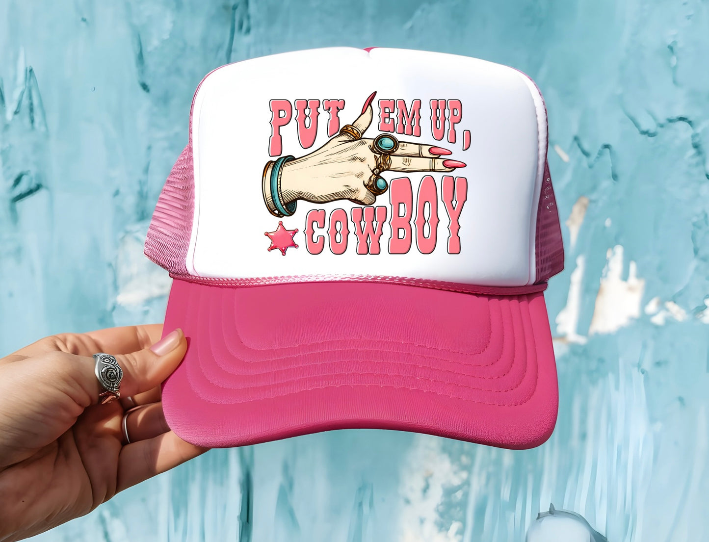 Put Em Up Cowboy Trucker hat