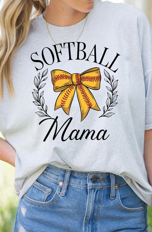 Softball Mama Ribbon Graphic Tee