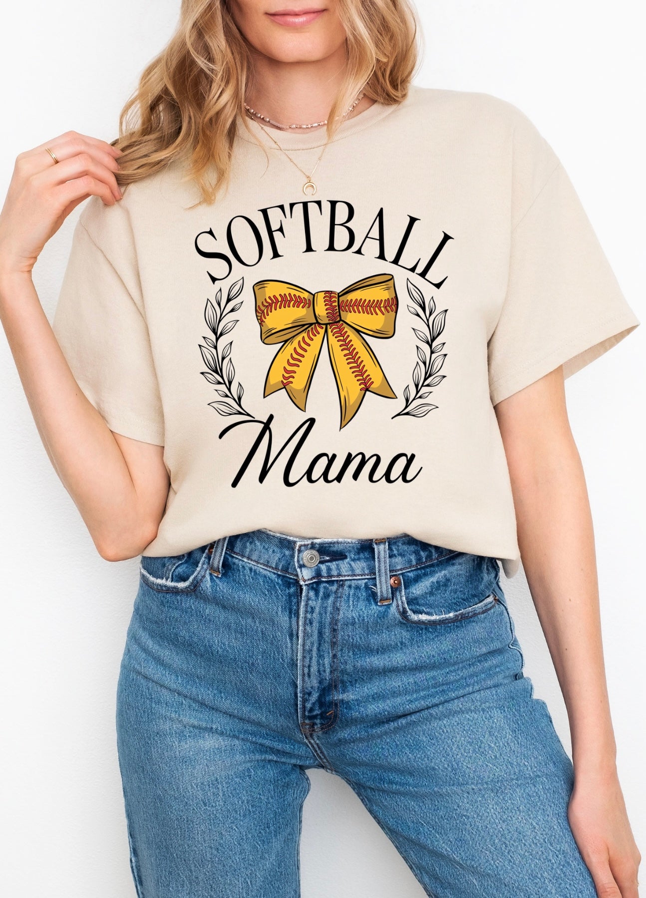 Softball Mama Ribbon Graphic Tee