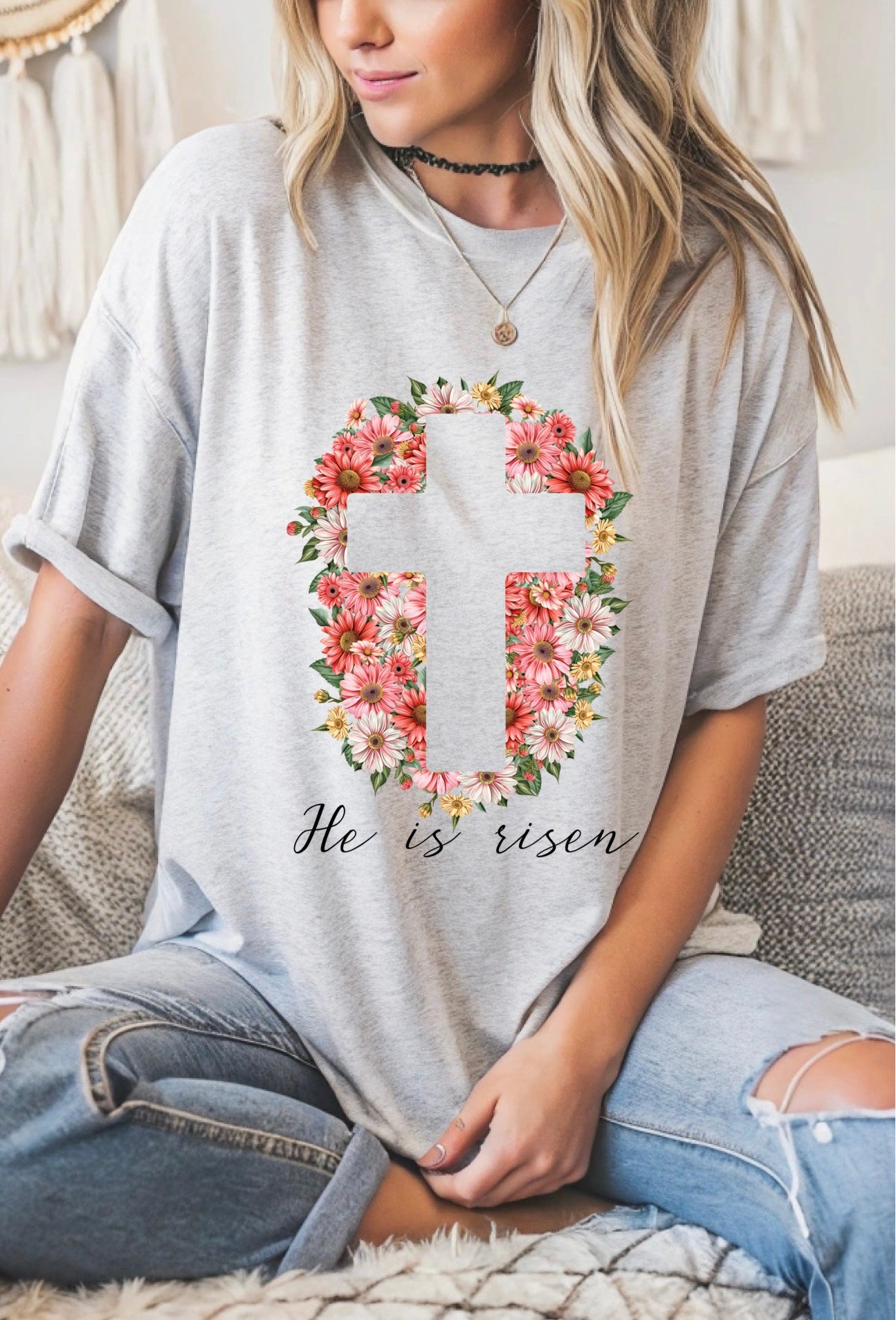 He Is Risen Floral Graphic Tee
