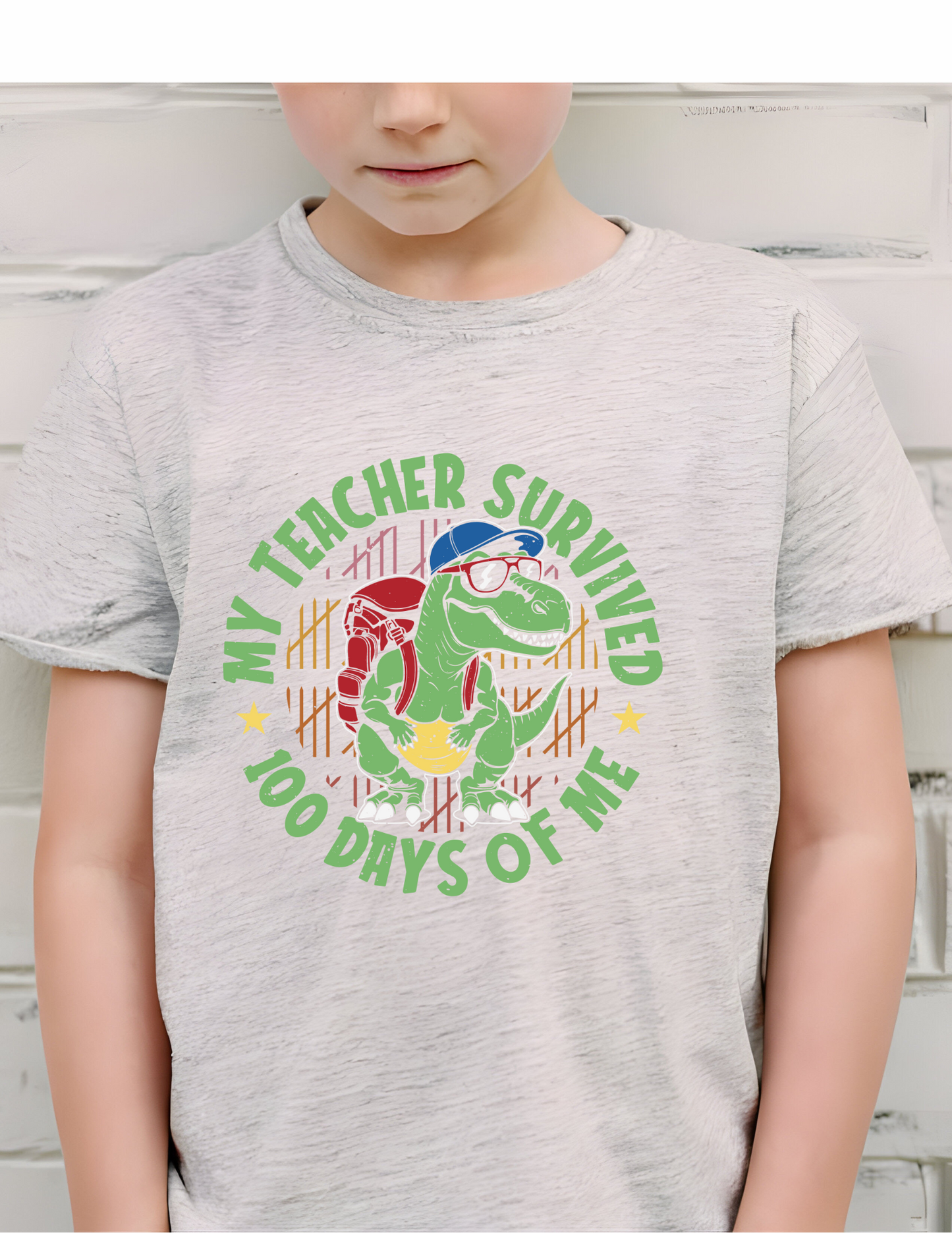 Youth I survived Dino 100 Days Graphic Tee