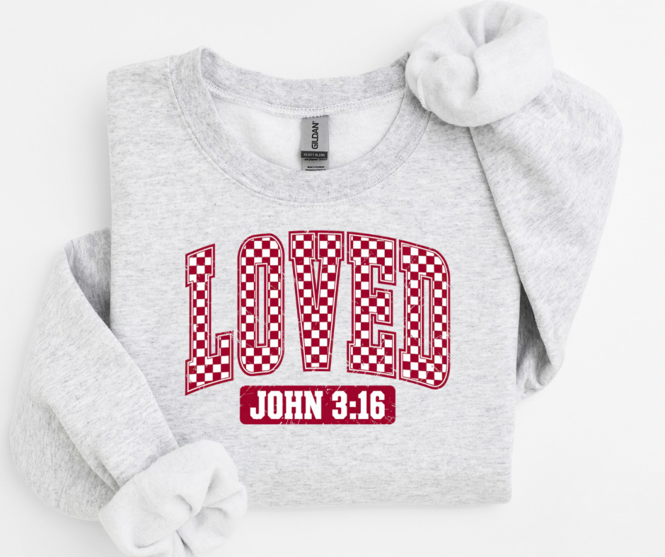 Loved Checkered Grey Crewneck