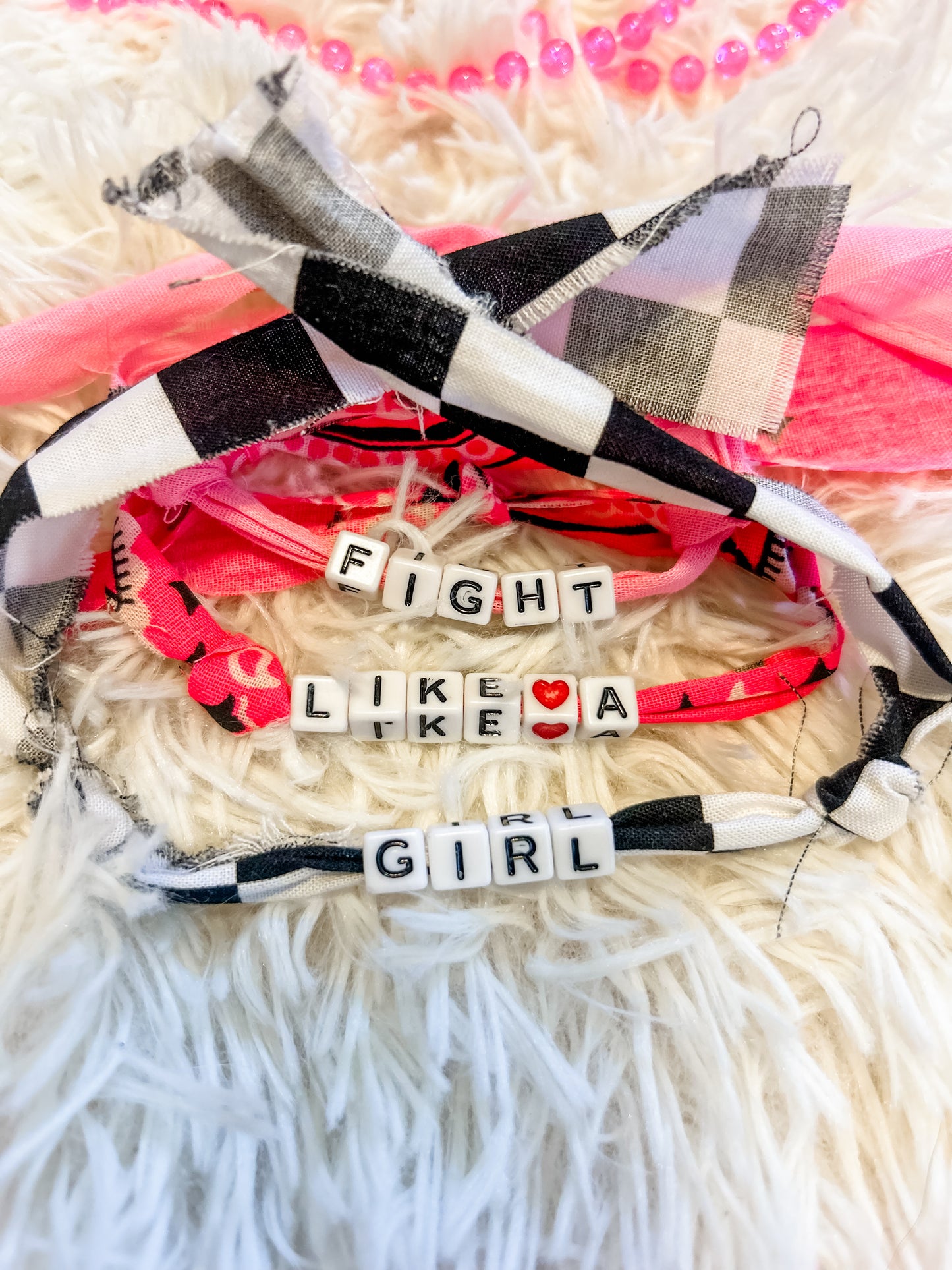 Fight Like A Girl Handkerchief Bracelet Set