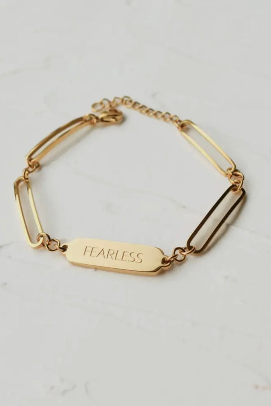 Crowned Free Fearless Gold Bracelet