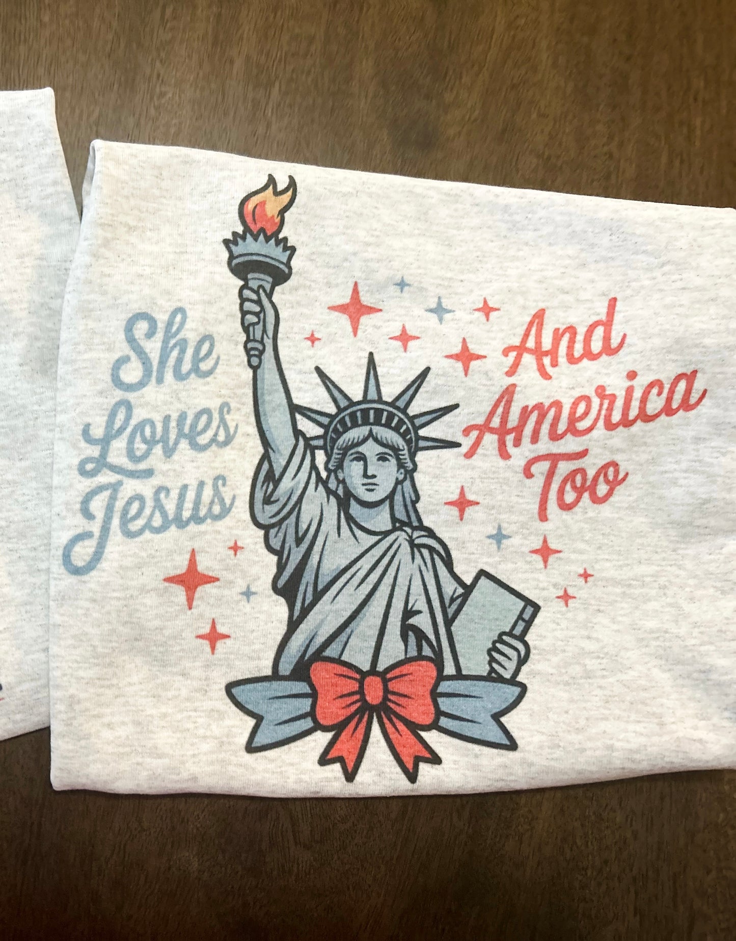 She Loves Jesus And America Too Kids Graphic