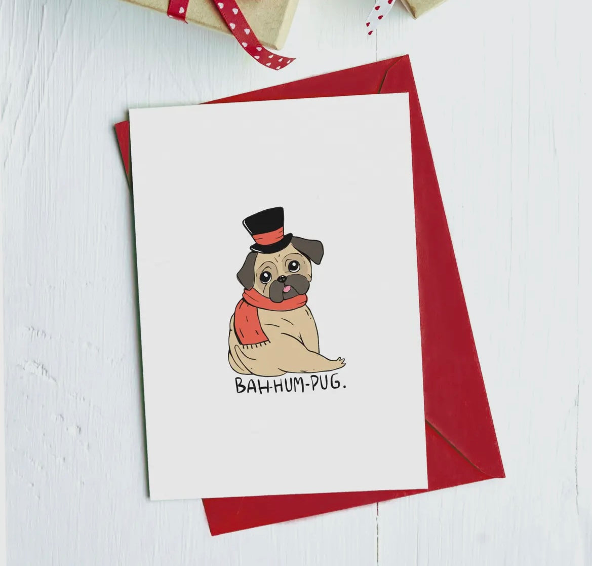 Bah Hum Pug Greeting Card