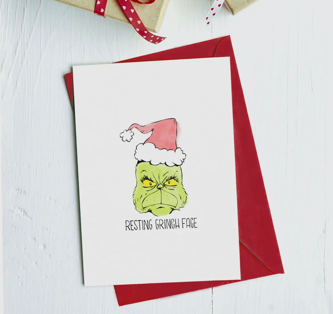 Resting Grinch Face Greeting Card