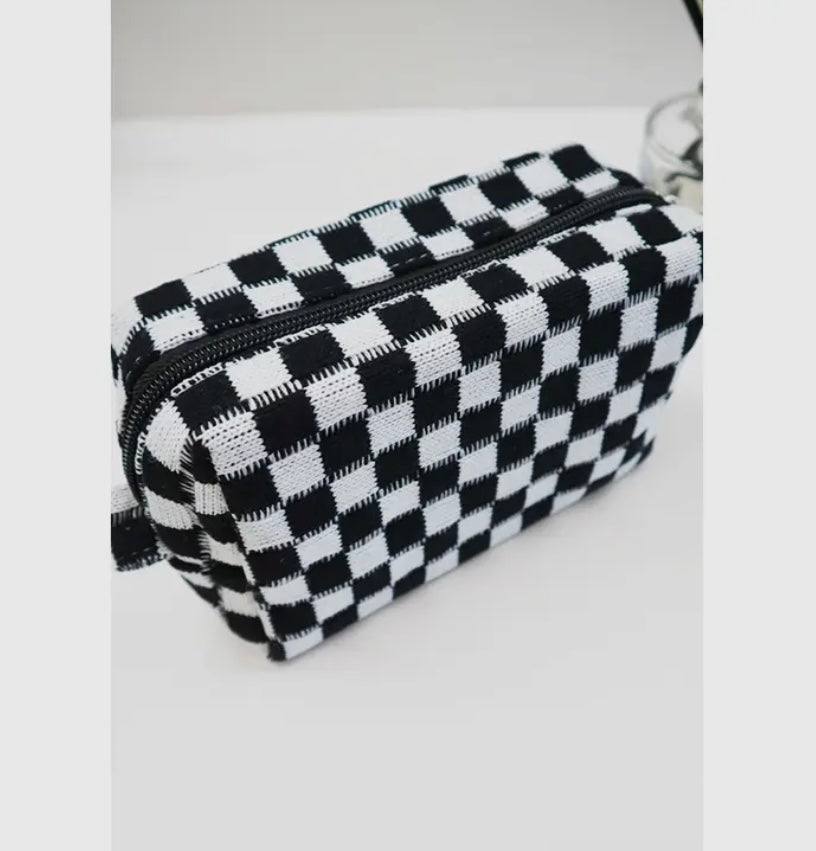 Checkered Makeup Bag