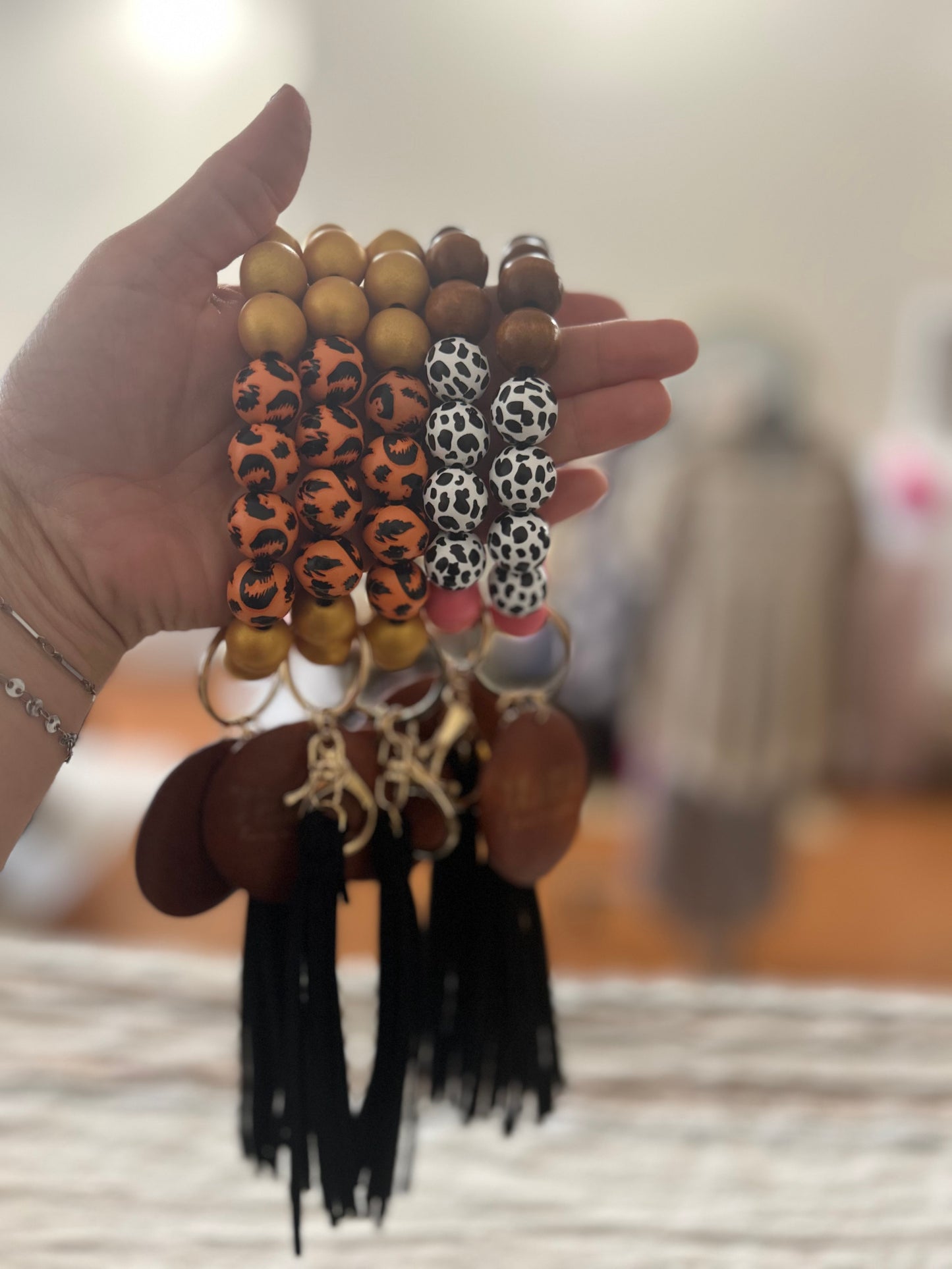 Wooden Teacher Key Ring Bracelet