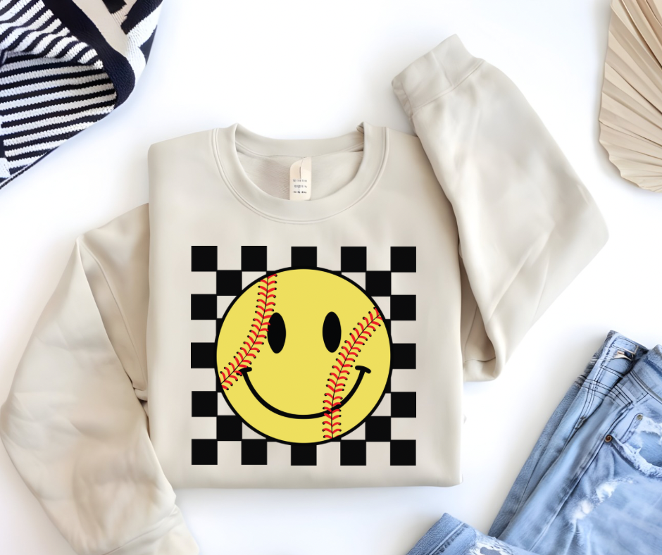 Smiley Softball Graphic