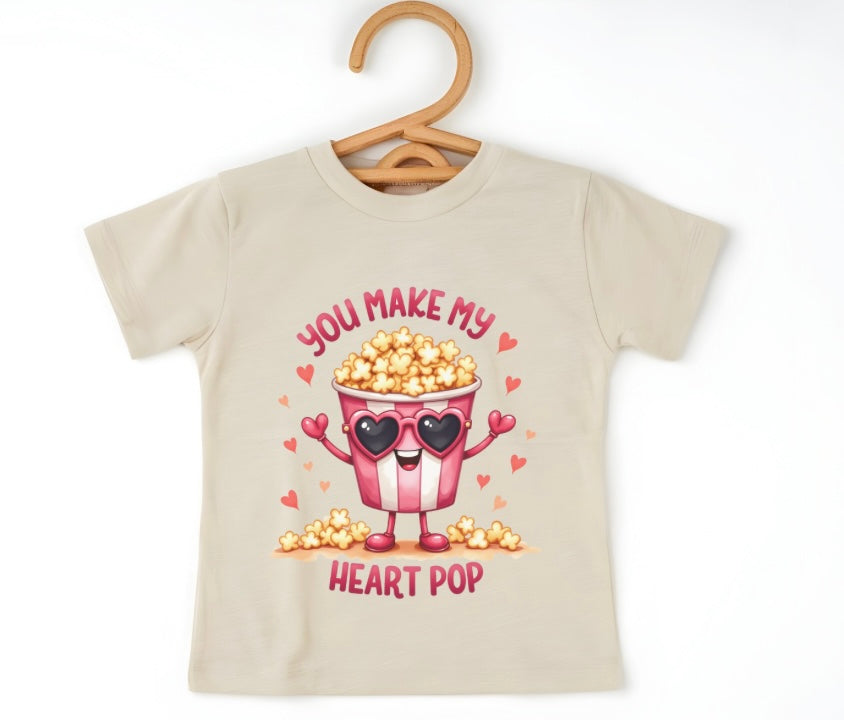 Kids Valentines Popcorn Graphic Tee