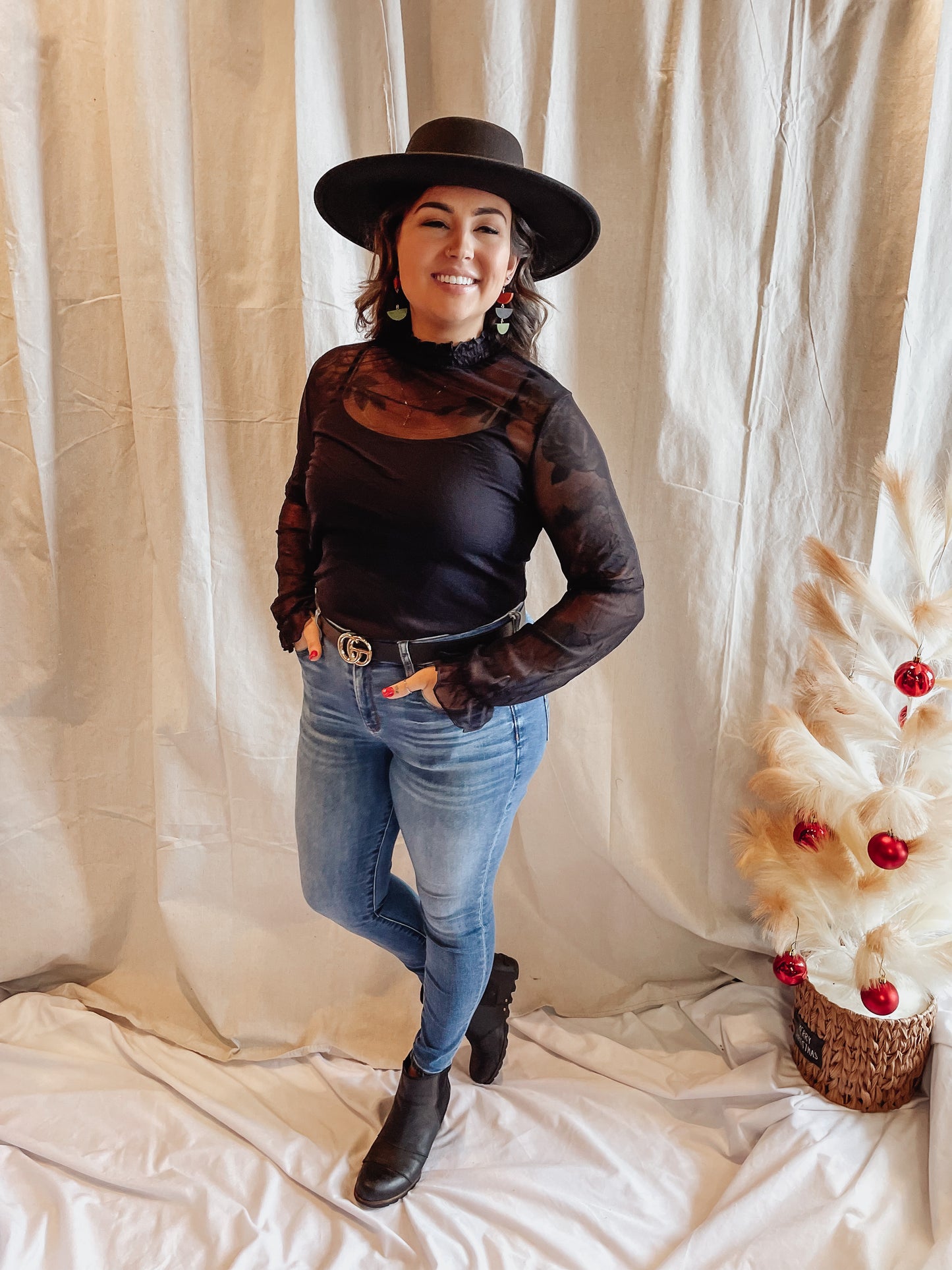 We See Right Through You Sheer Collard Top