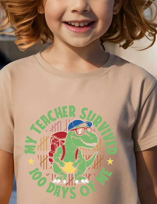 Youth I survived Dino 100 Days Graphic Tee