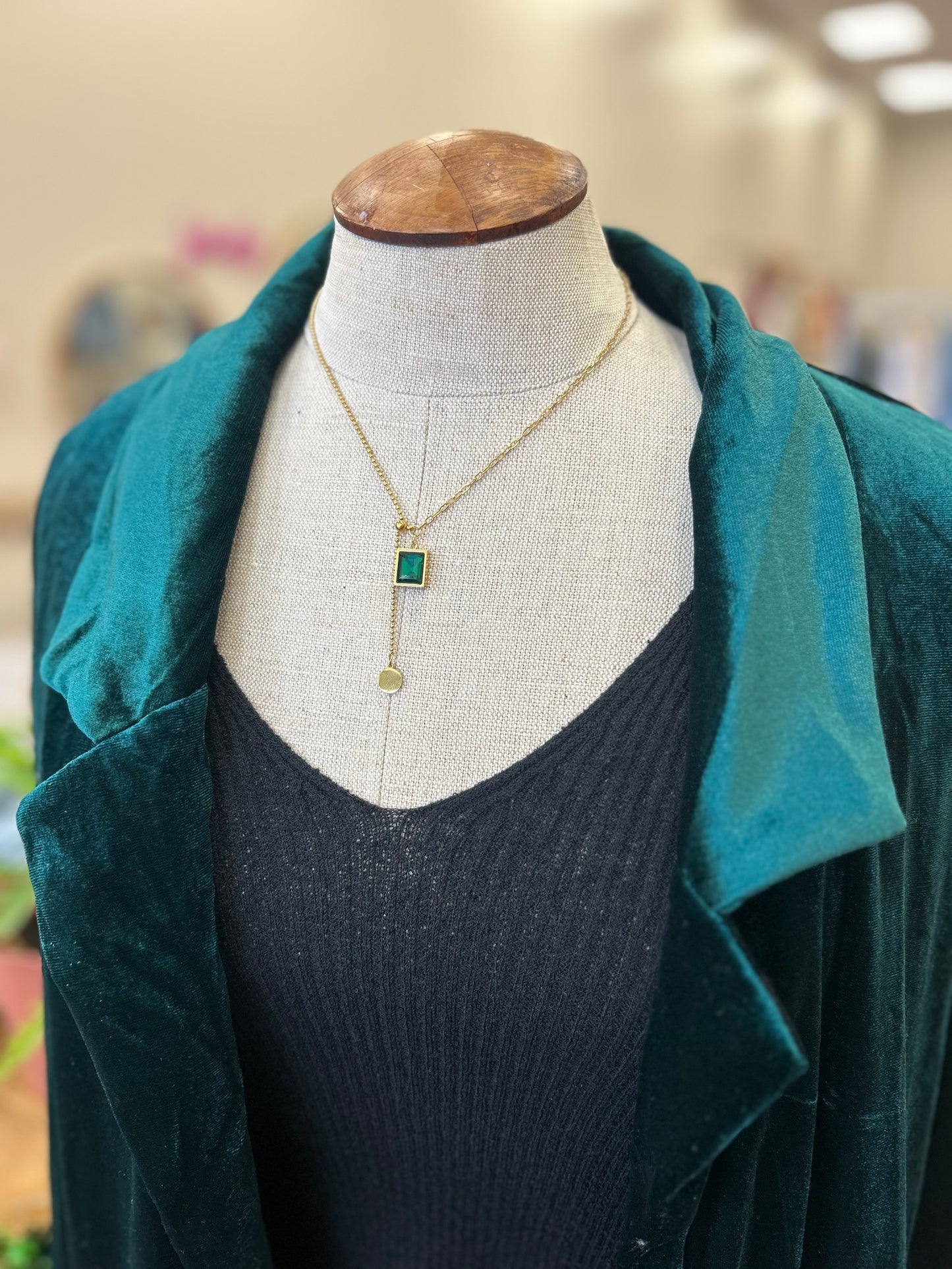 All For Show Green And Gold Adjustable Necklace