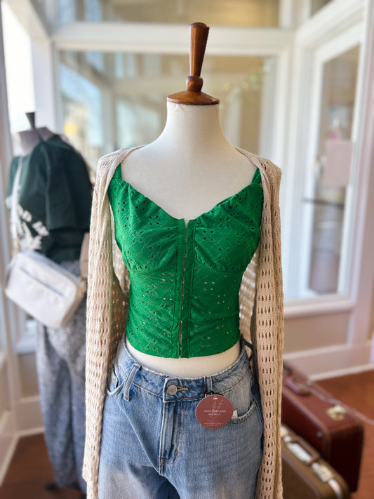 Try Your Luck Green Corset Top
