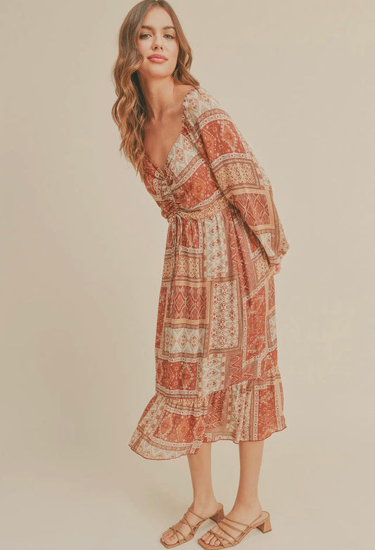 Paloma Rust Boho Spring Dress
