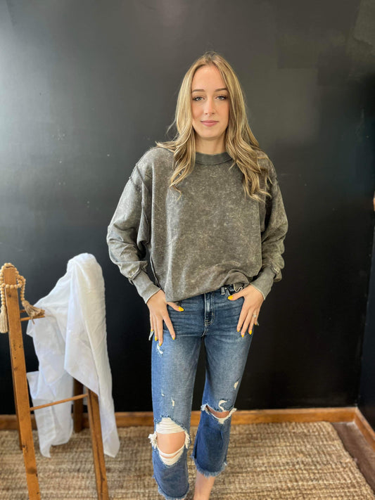 Kenzie Distressed Cropped Flare