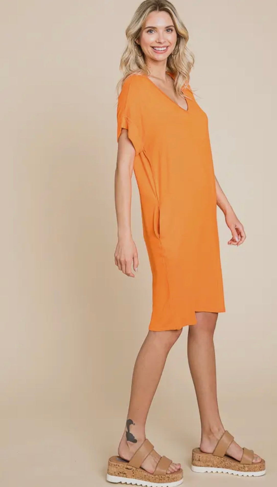 Summer Creamsicle T-Shirt Dress Plus