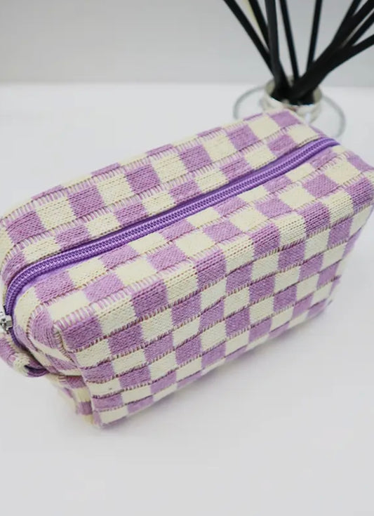 Checkered Makeup Bag