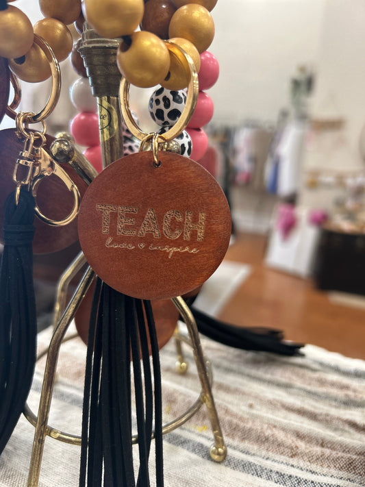 Wooden Teacher Key Ring Bracelet