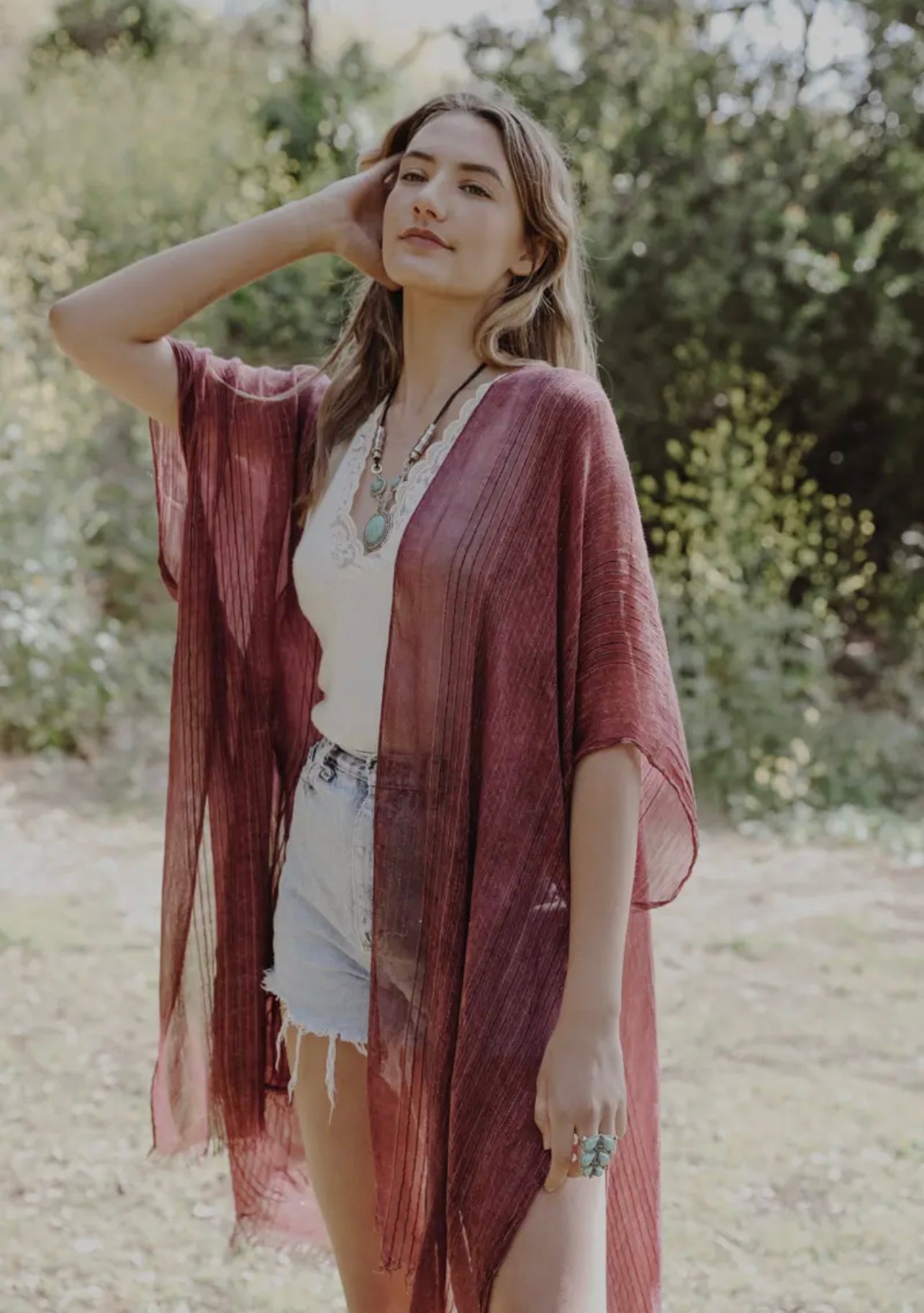 Frosted Cranberry Lightweight Kimono