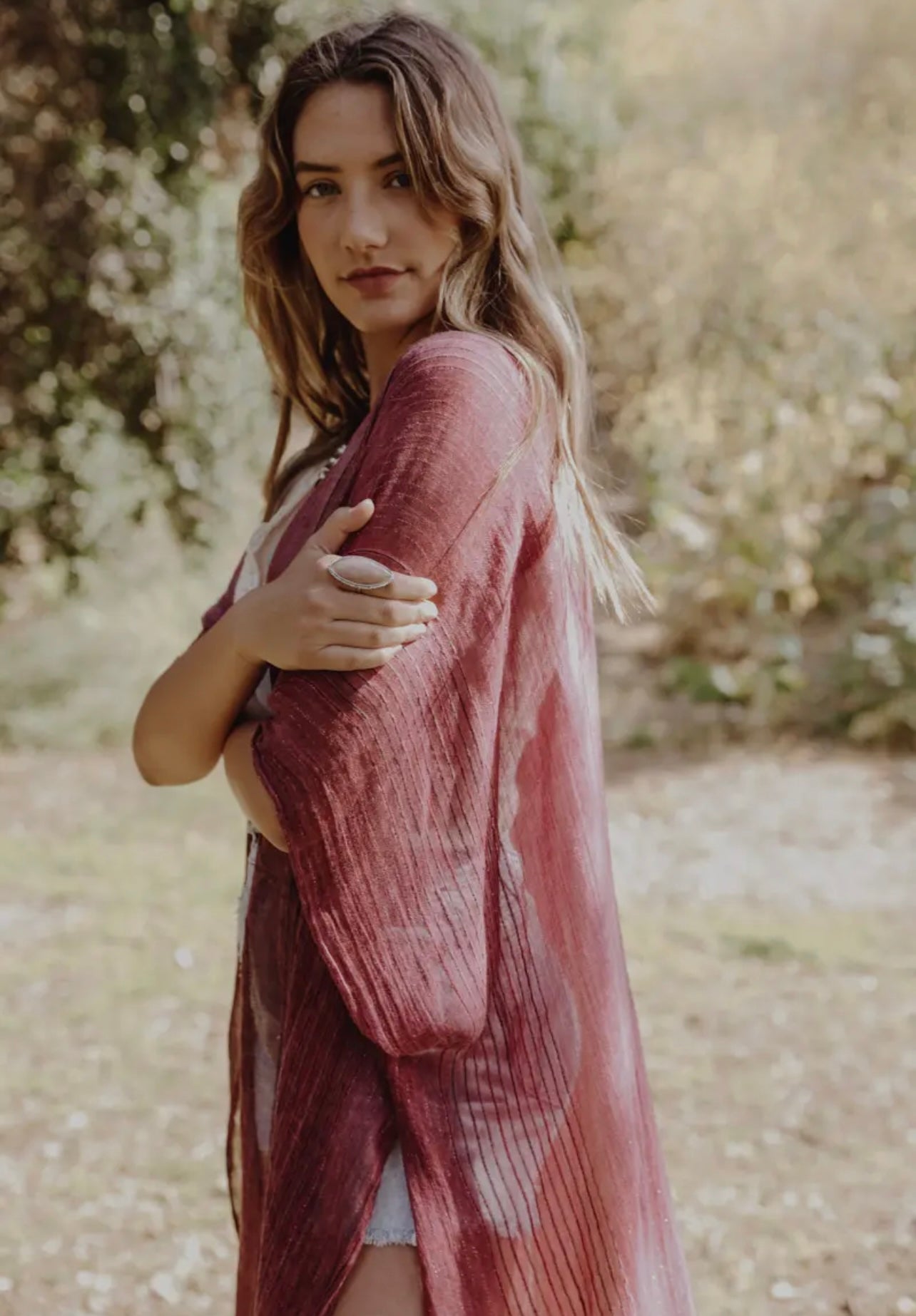 Frosted Cranberry Lightweight Kimono