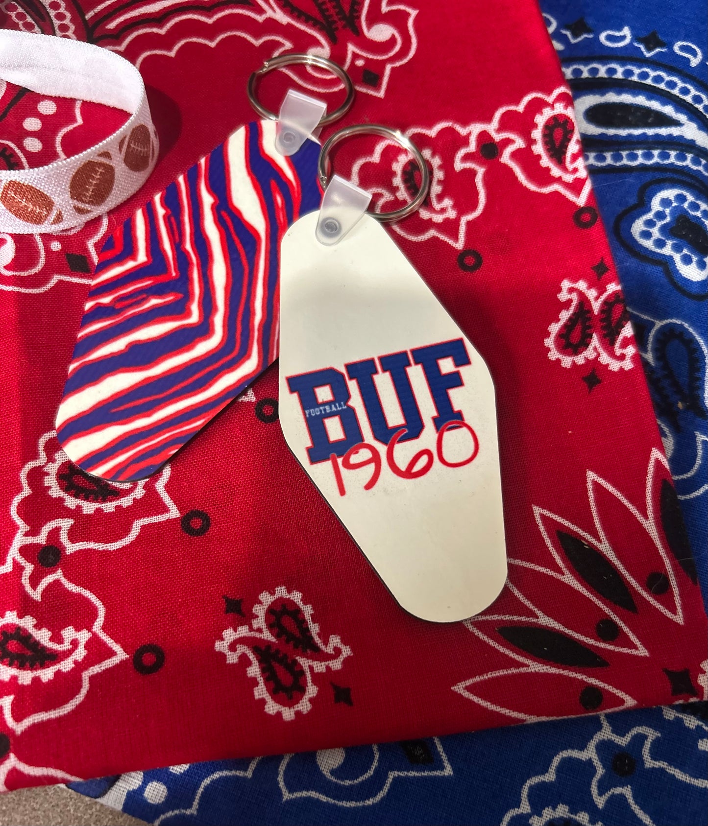 Double Sided Buf Keychain