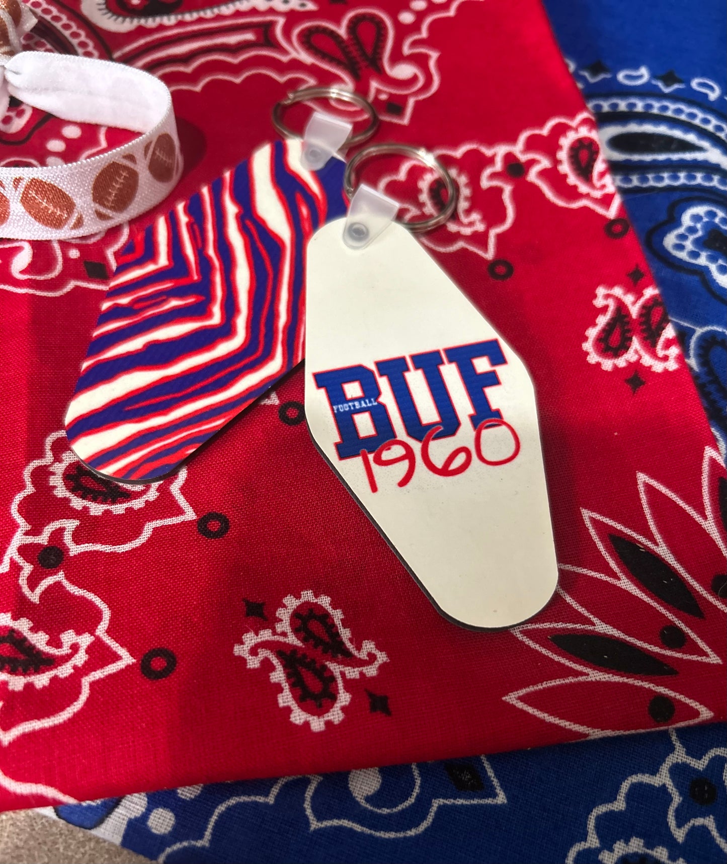 Double Sided Buf Keychain