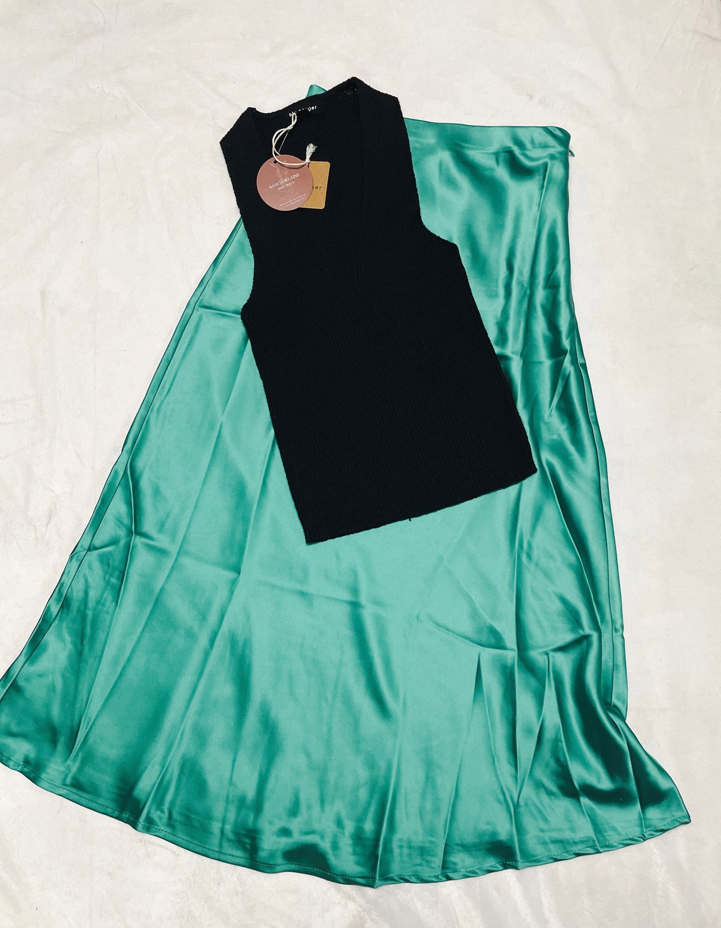 Sadie Green Silk Midi Skirt