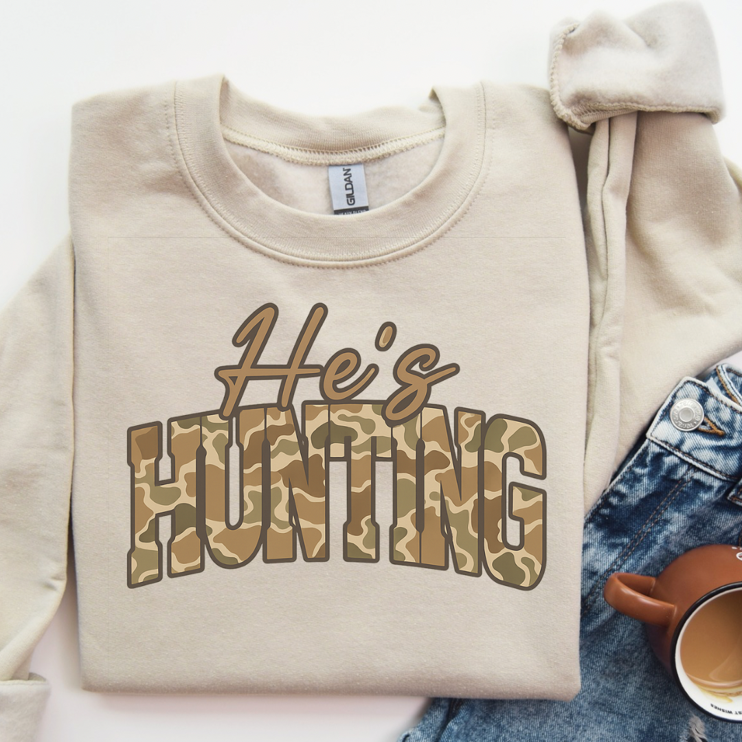 He’s Hunting Camo Crewneck