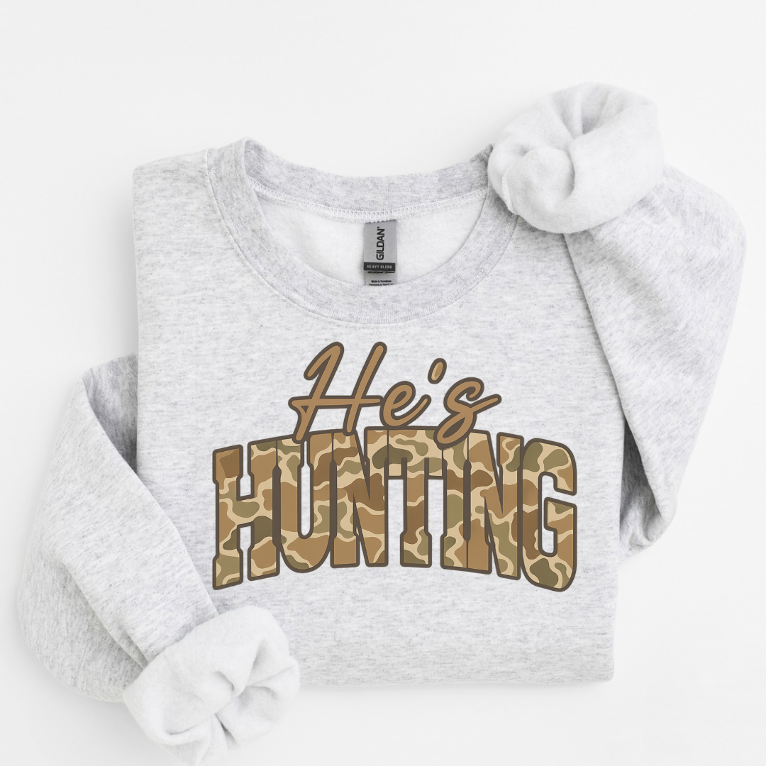 He’s Hunting Camo Crewneck
